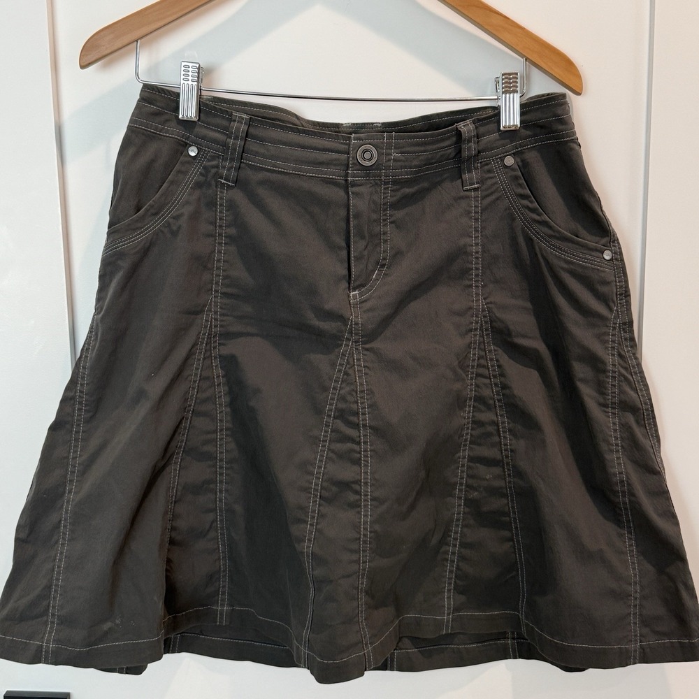 Kuhl Skirt Womens 8 Gray Splash Short A‎ Line Flare Hiking Vintage Patina Dye